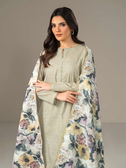 3 Piece Khaddar Suit-Paste Print (Unstitched)