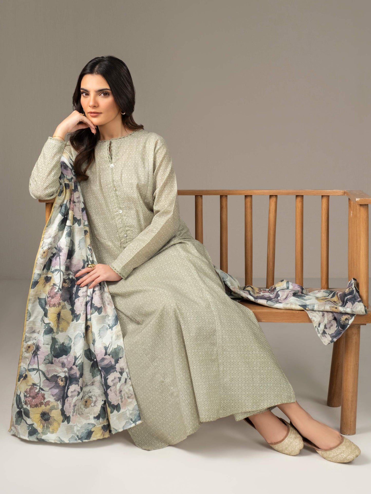 3 Piece Khaddar Suit-Paste Print (Unstitched)