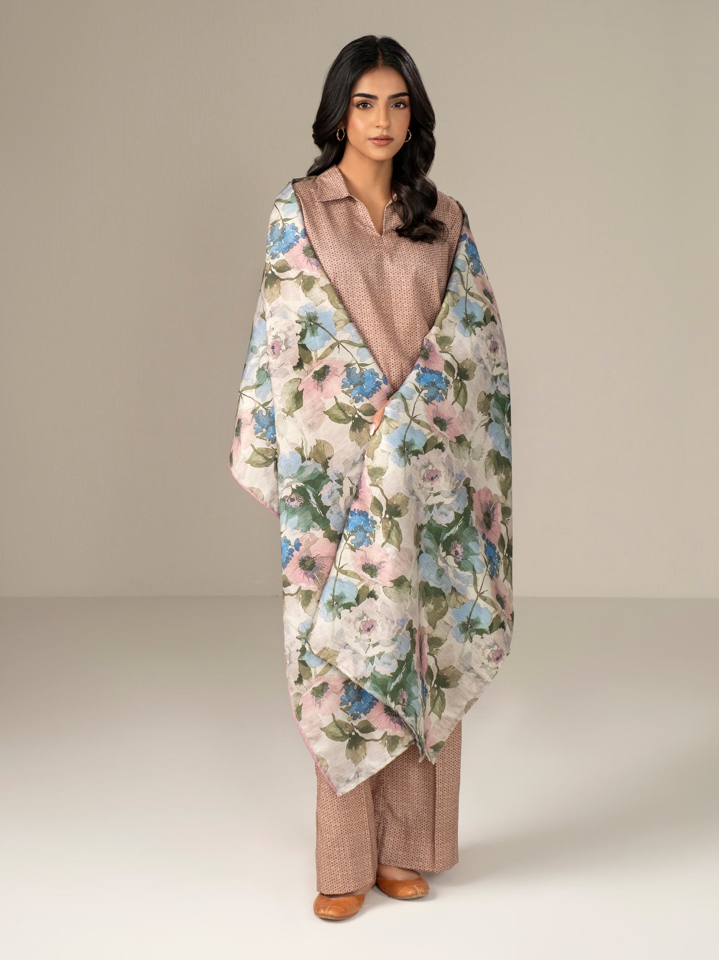 3 Piece Khaddar Suit-Paste Print (Unstitched)