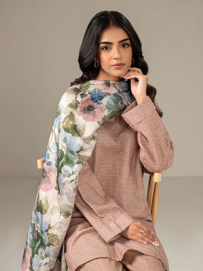 3 Piece Khaddar Suit-Paste Print (Unstitched)