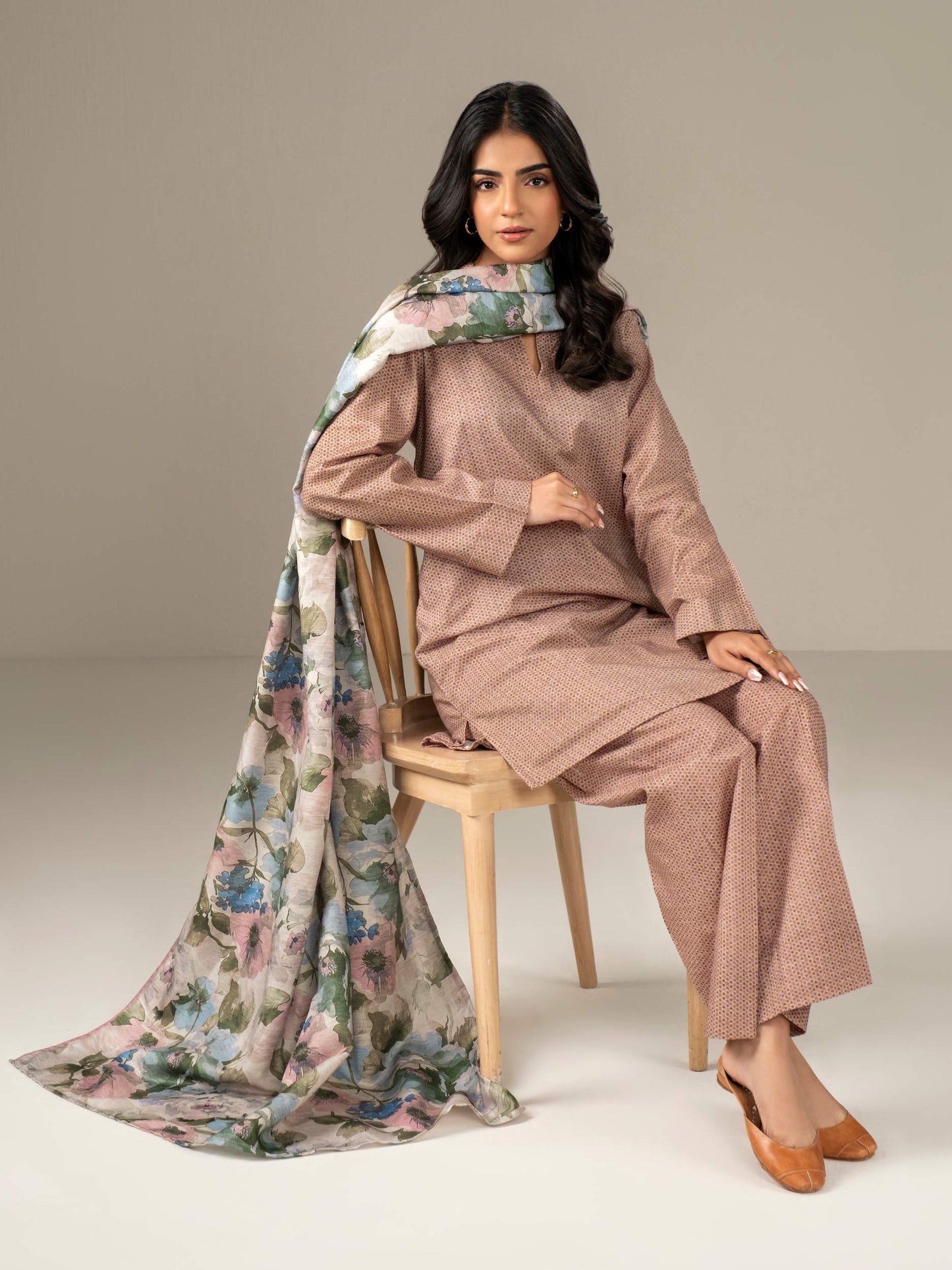 3 Piece Khaddar Suit-Paste Print (Unstitched)