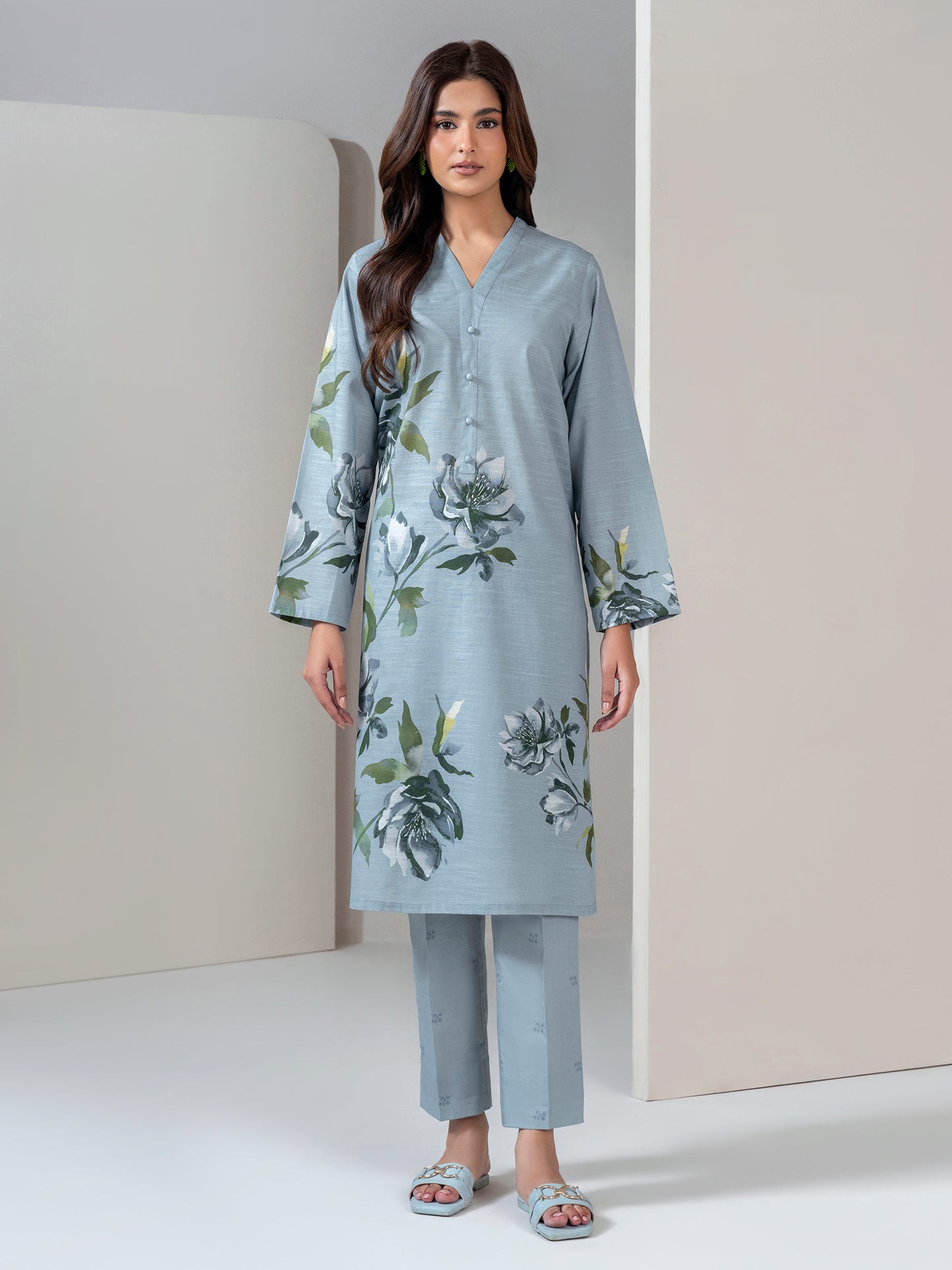 2 Piece Slub Khaddar Suit (Unstitched)