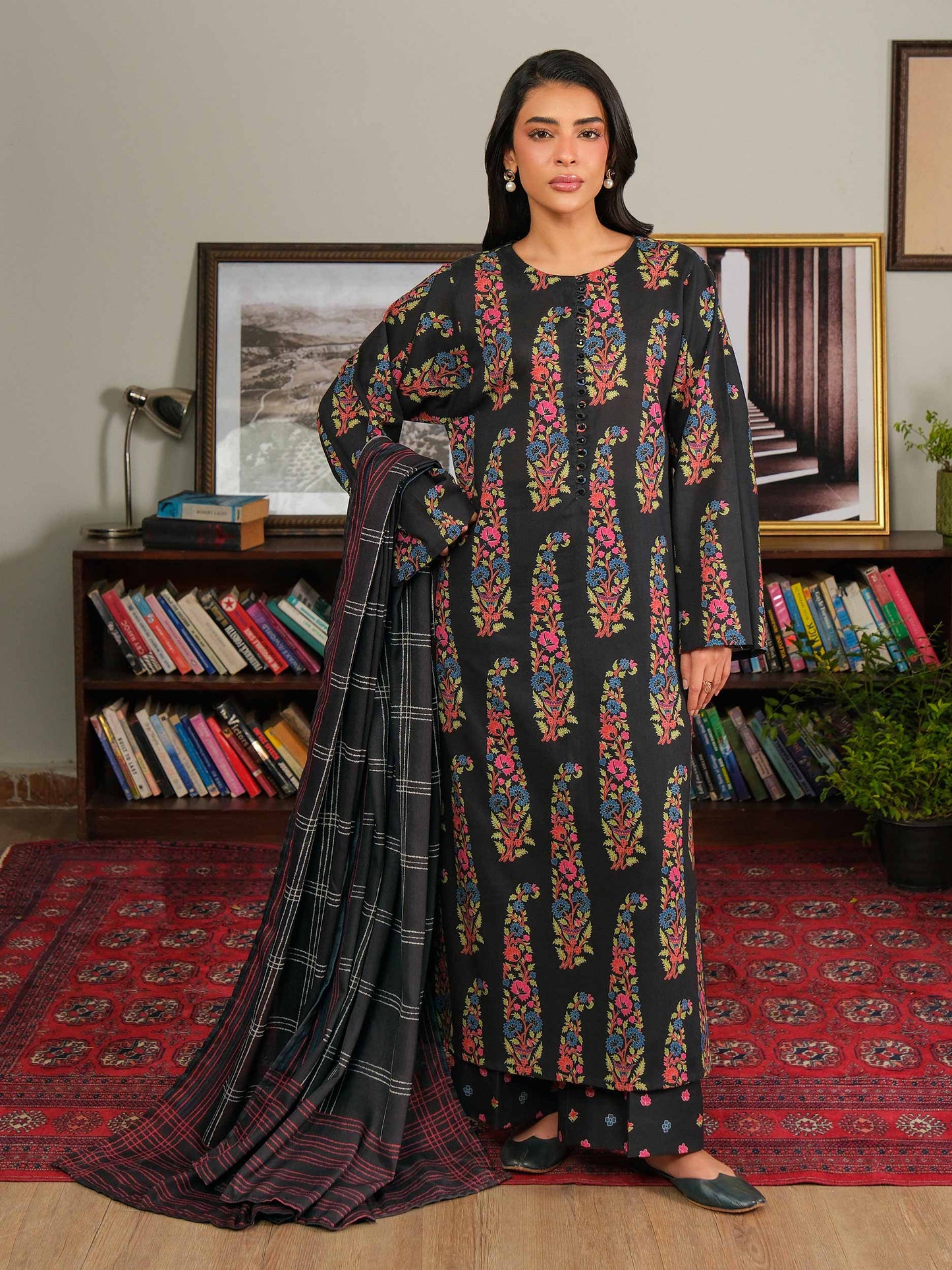 3 Piece Khaddar Suit-Paste Print (Unstitched)