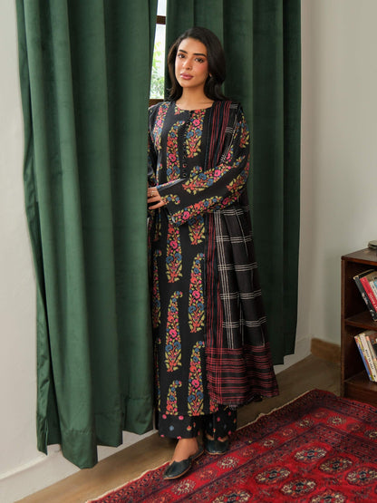 3 Piece Khaddar Suit-Paste Print (Unstitched)