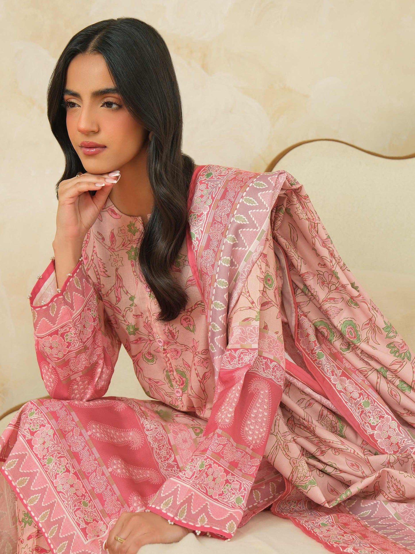 3 Piece Khaddar Suit-Printed (Unstitched)