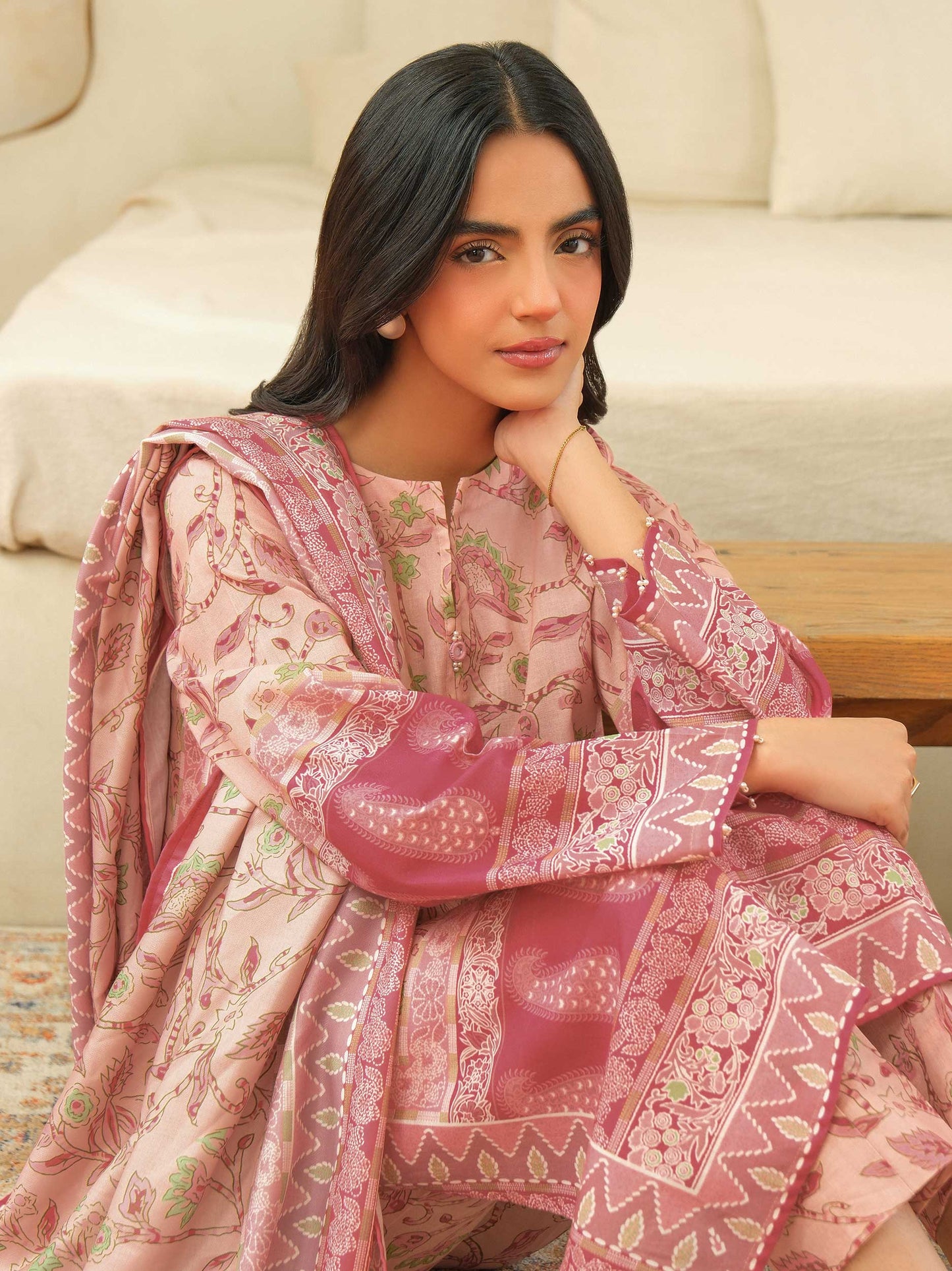 3 Piece Khaddar Suit-Printed (Unstitched)