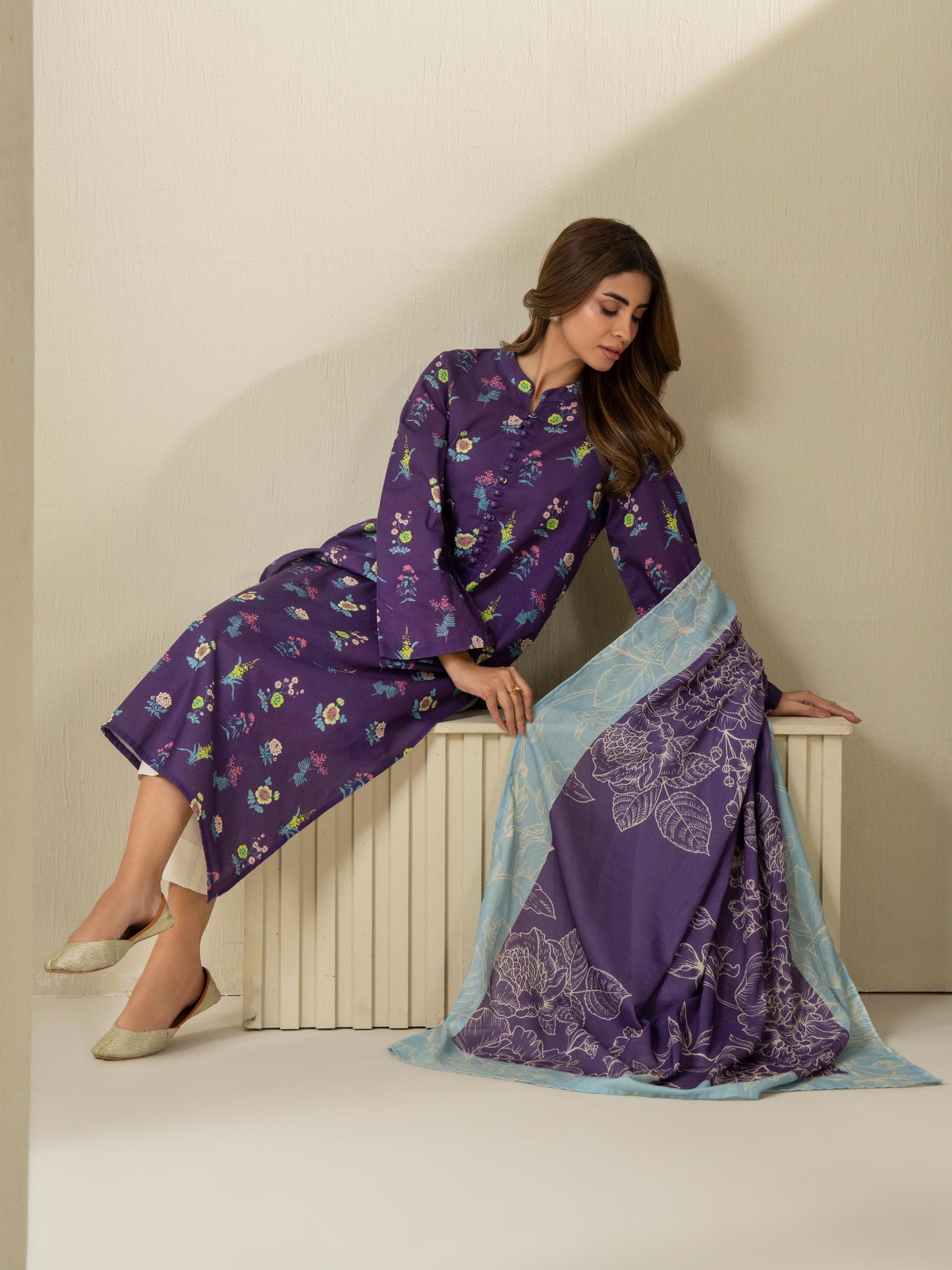 2 Piece Khaddar Suit-Printed (Unstitched)