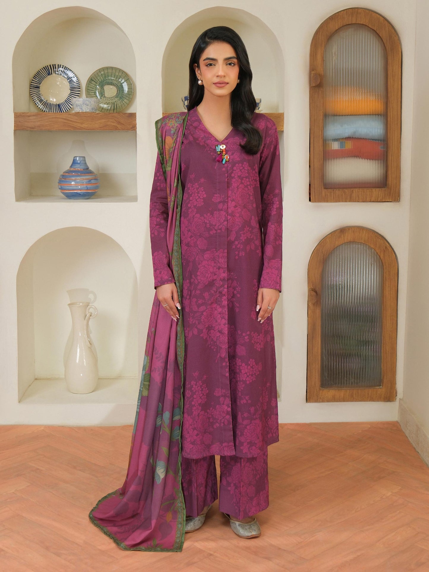 3 Piece Khaddar Suit-Printed (Unstitched)