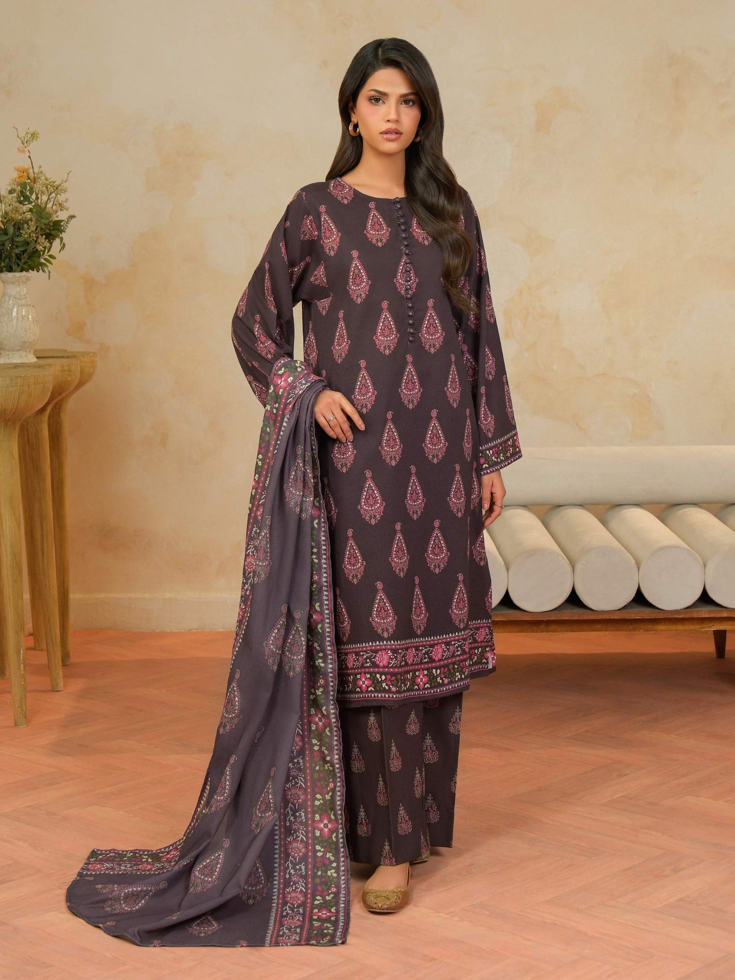 3 Piece Khaddar Suit-Printed (Unstitched)