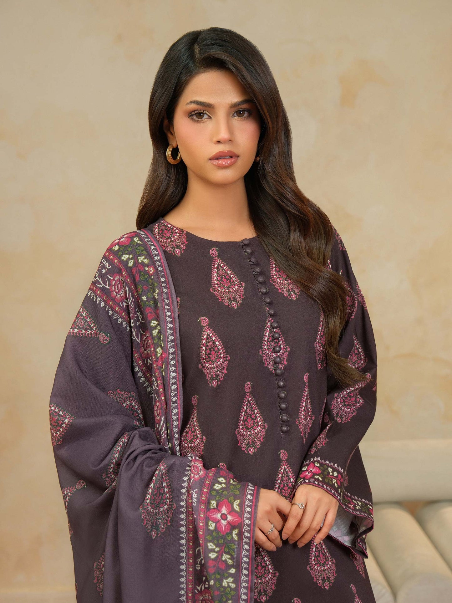 3 Piece Khaddar Suit-Printed (Unstitched)