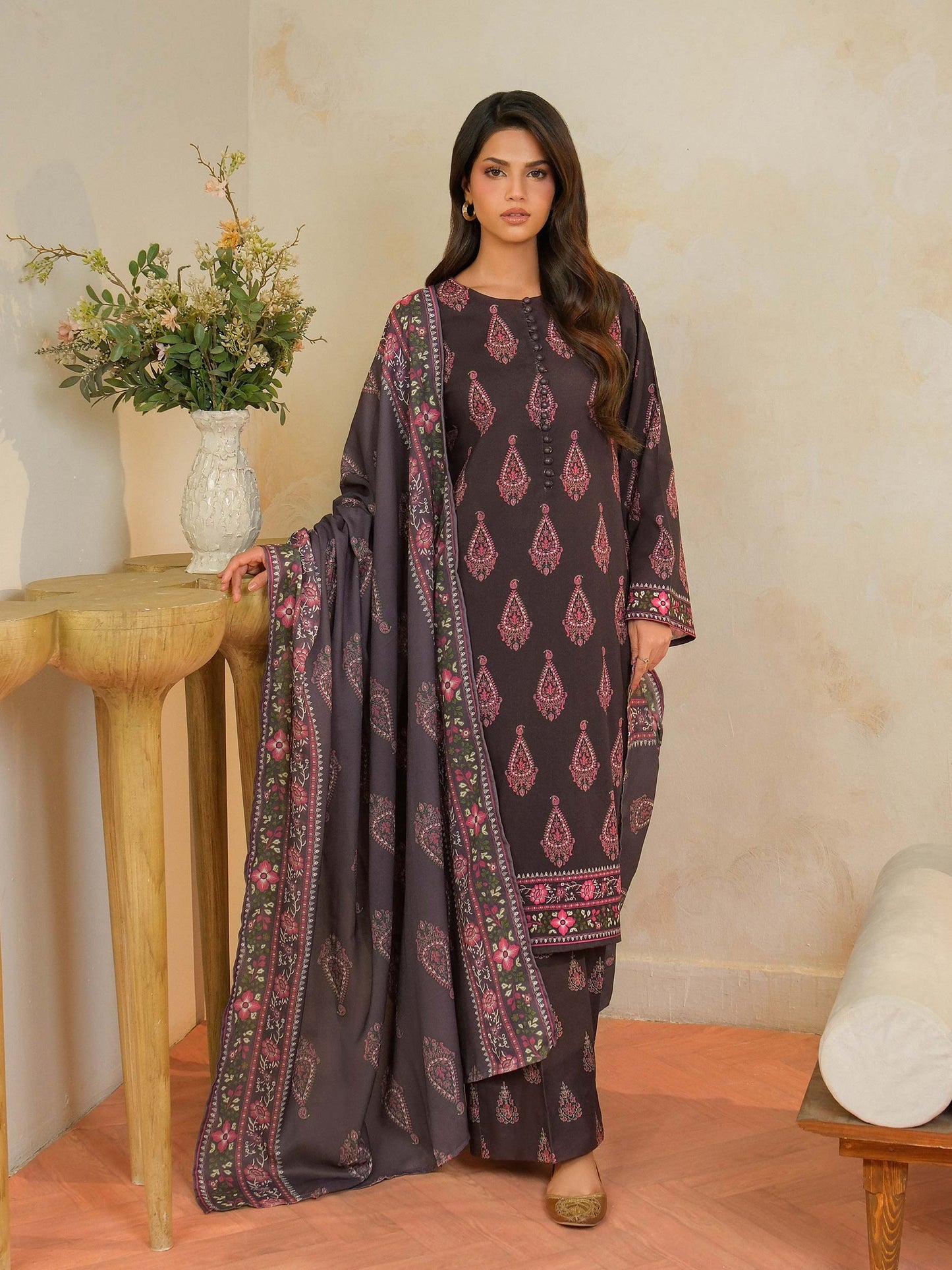 3 Piece Khaddar Suit-Printed (Unstitched)