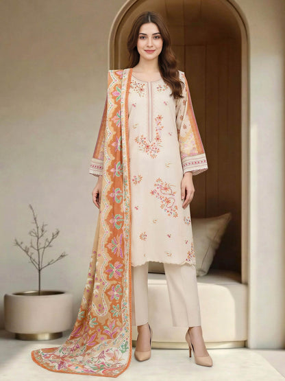 3 Piece Lawn Suit-Embroidered (Unstitched)