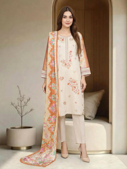 3 Piece Lawn Suit-Embroidered (Unstitched)