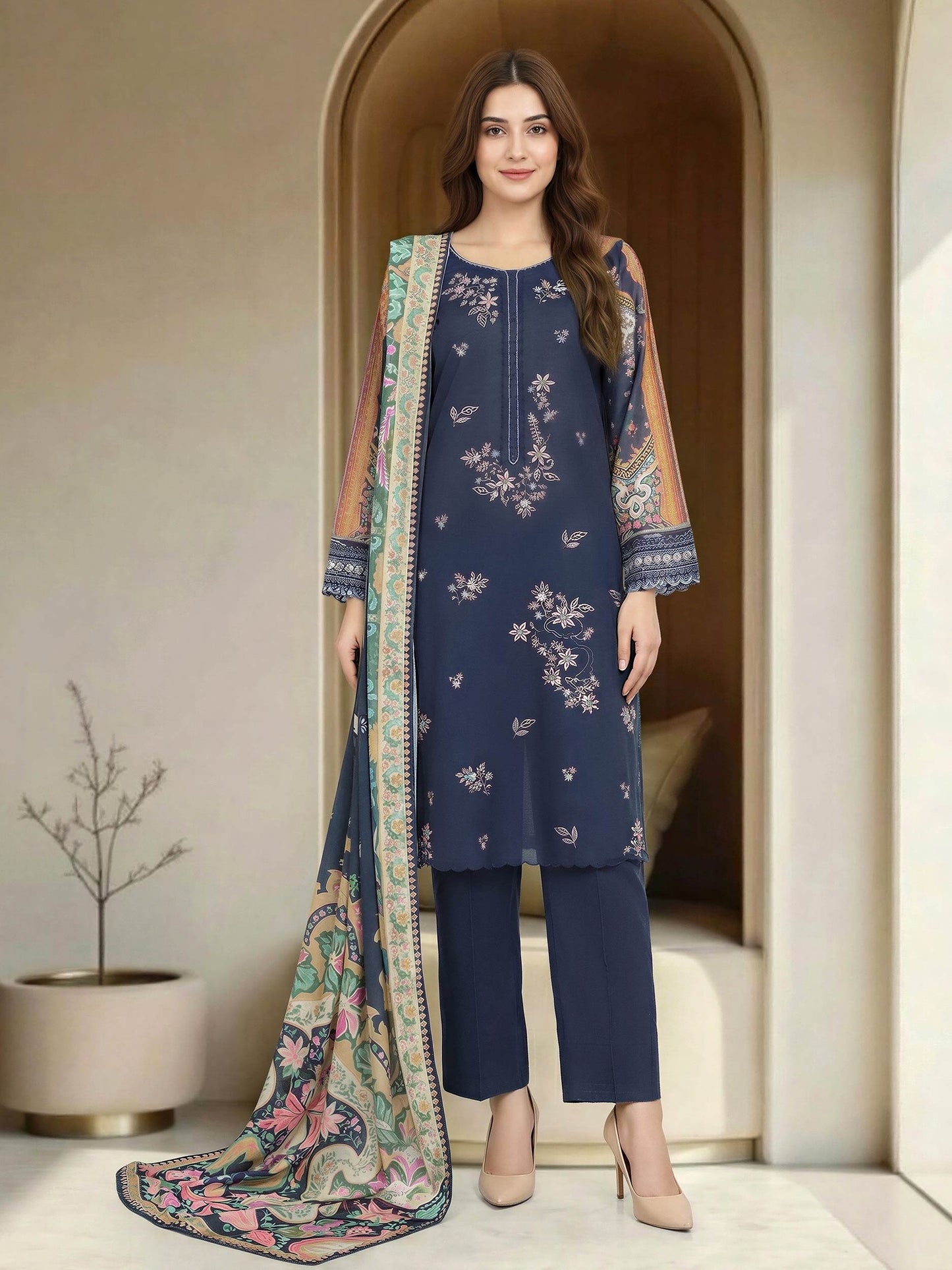 3 Piece Lawn Suit-Embroidered (Unstitched)