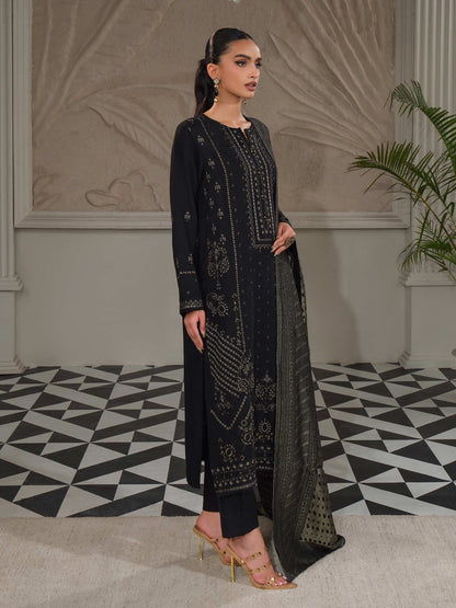 3 Piece Zari Karandi Suit-Embroidered (Unstitched)