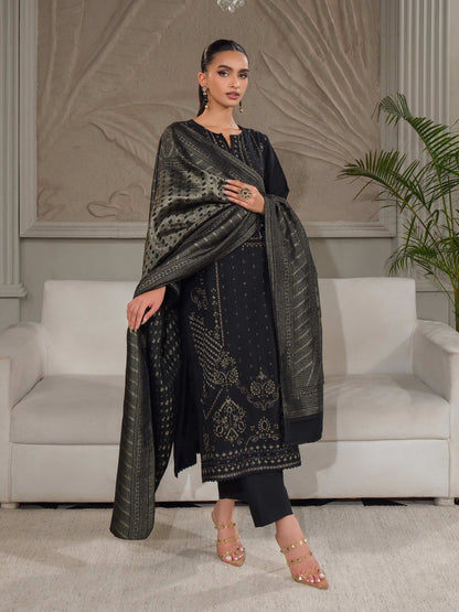 3 Piece Zari Karandi Suit-Embroidered (Unstitched)