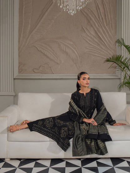 3 Piece Zari Karandi Suit-Embroidered (Unstitched)