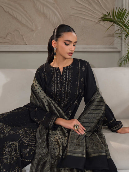 3 Piece Zari Karandi Suit-Embroidered (Unstitched)