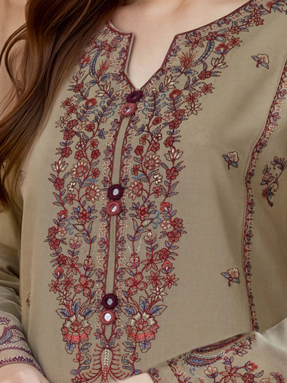 3 Piece Khaddar Suit- Embroidered (Unstitched)