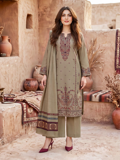 3 Piece Khaddar Suit- Embroidered (Unstitched)