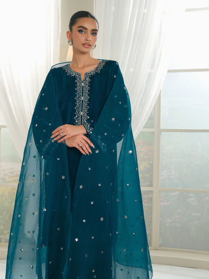 3 Piece Velvet Suit-Embroidered (Unstitched)