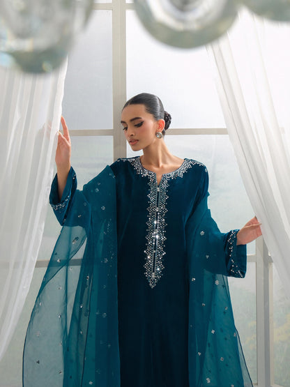 3 Piece Velvet Suit-Embroidered (Unstitched)