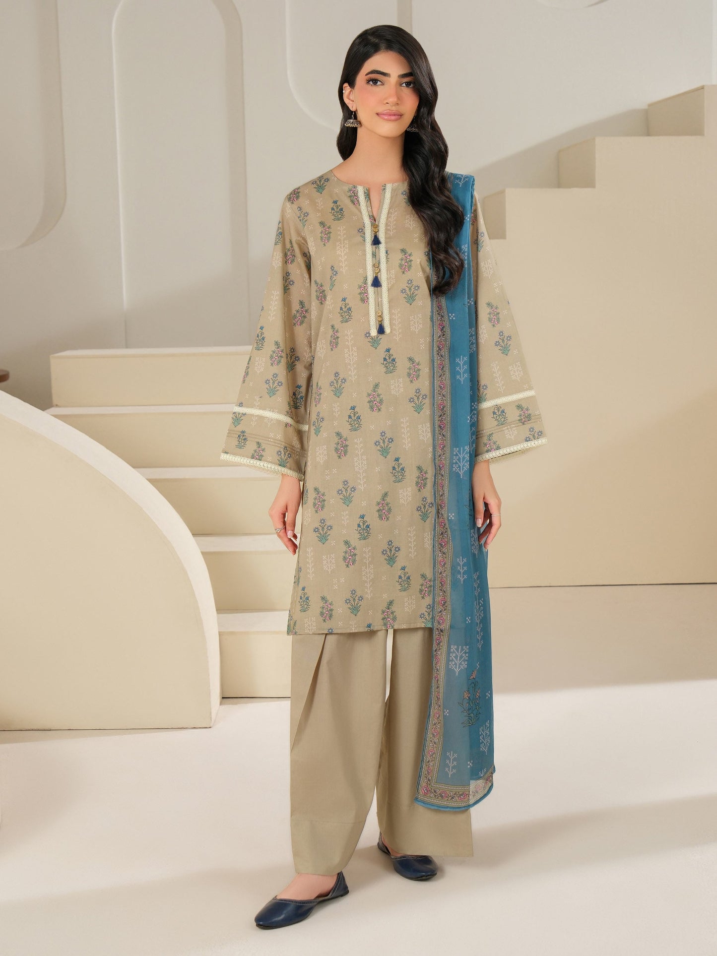 3 Piece Cambric Suit-Printed (Unstitched)