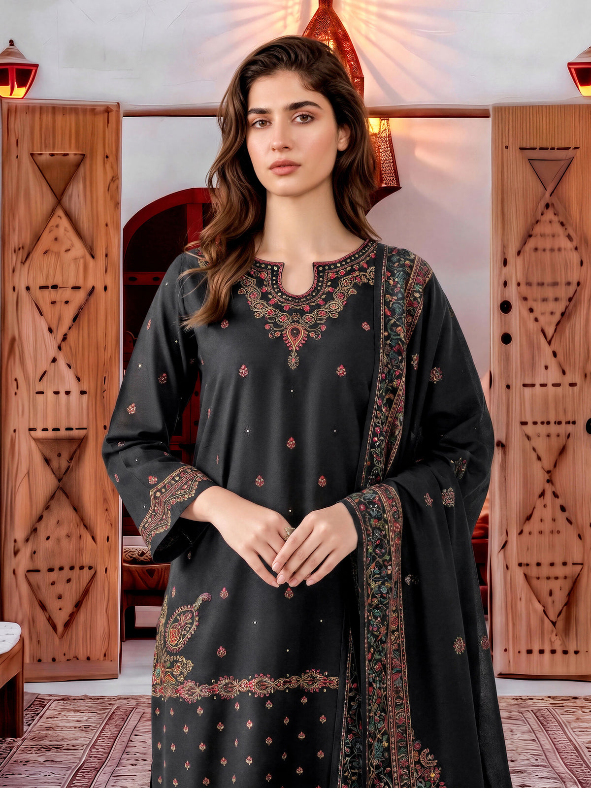 3 Piece Khaddar Suit-Embroidered (Unstitched)
