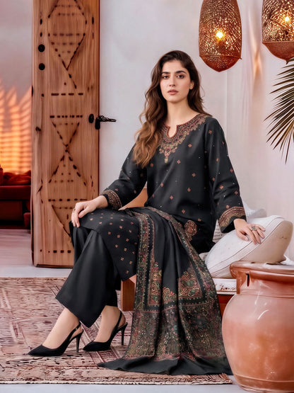 3 Piece Khaddar Suit-Embroidered (Unstitched)