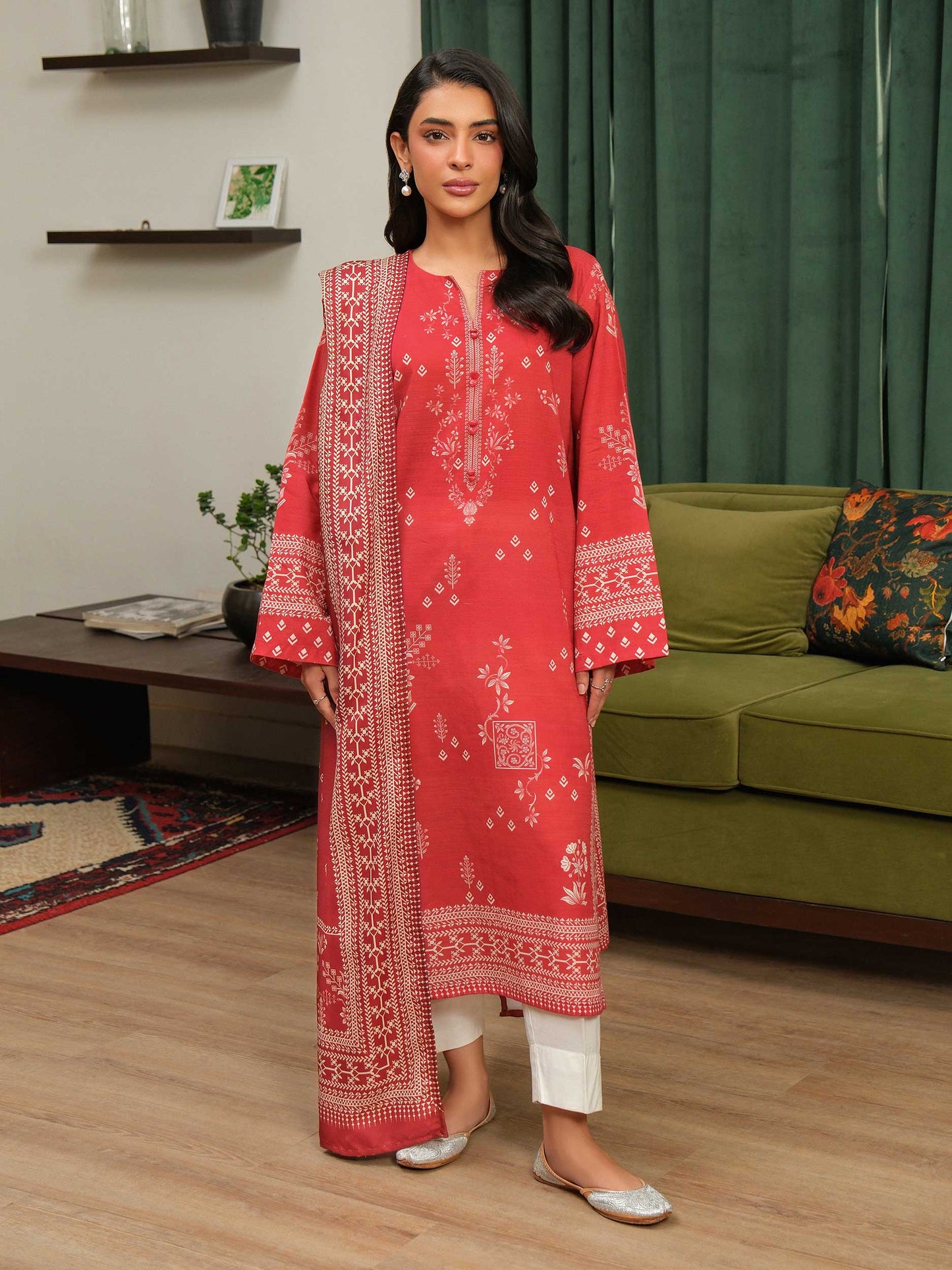 2 Piece Khaddar Suit-Printed (Unstitched)