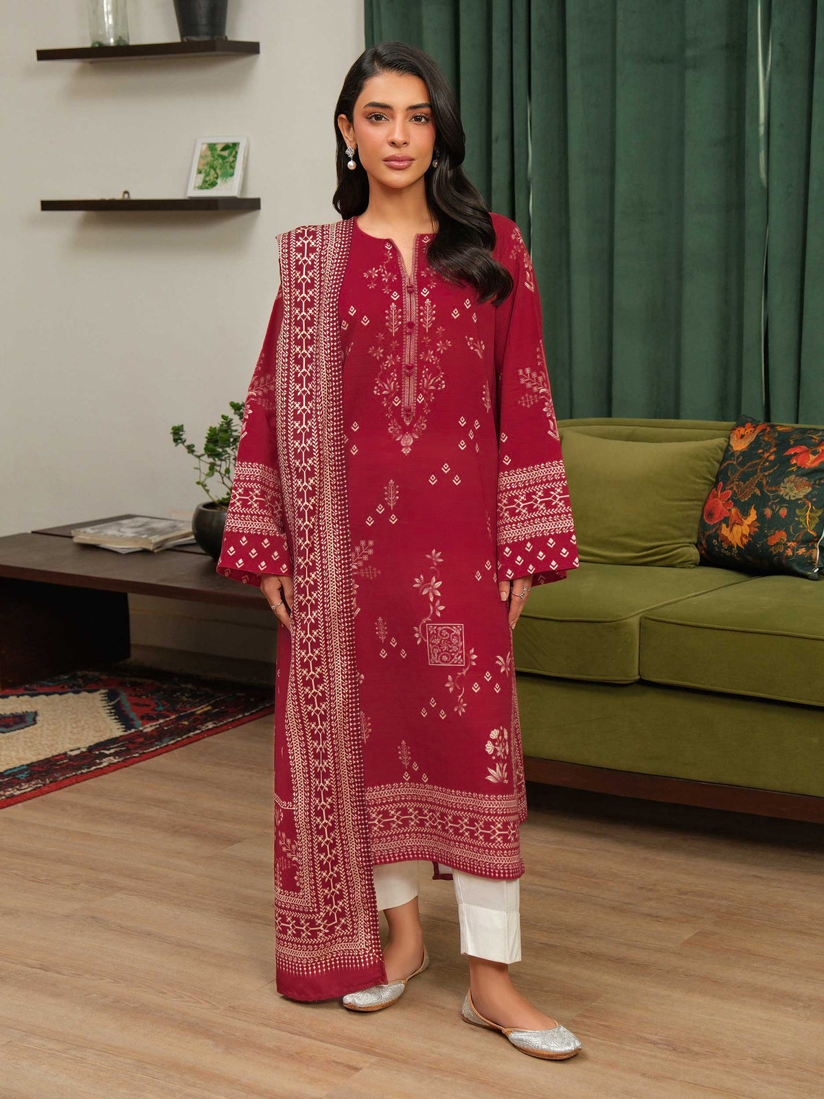 2 Piece Khaddar Suit-Printed (Unstitched)