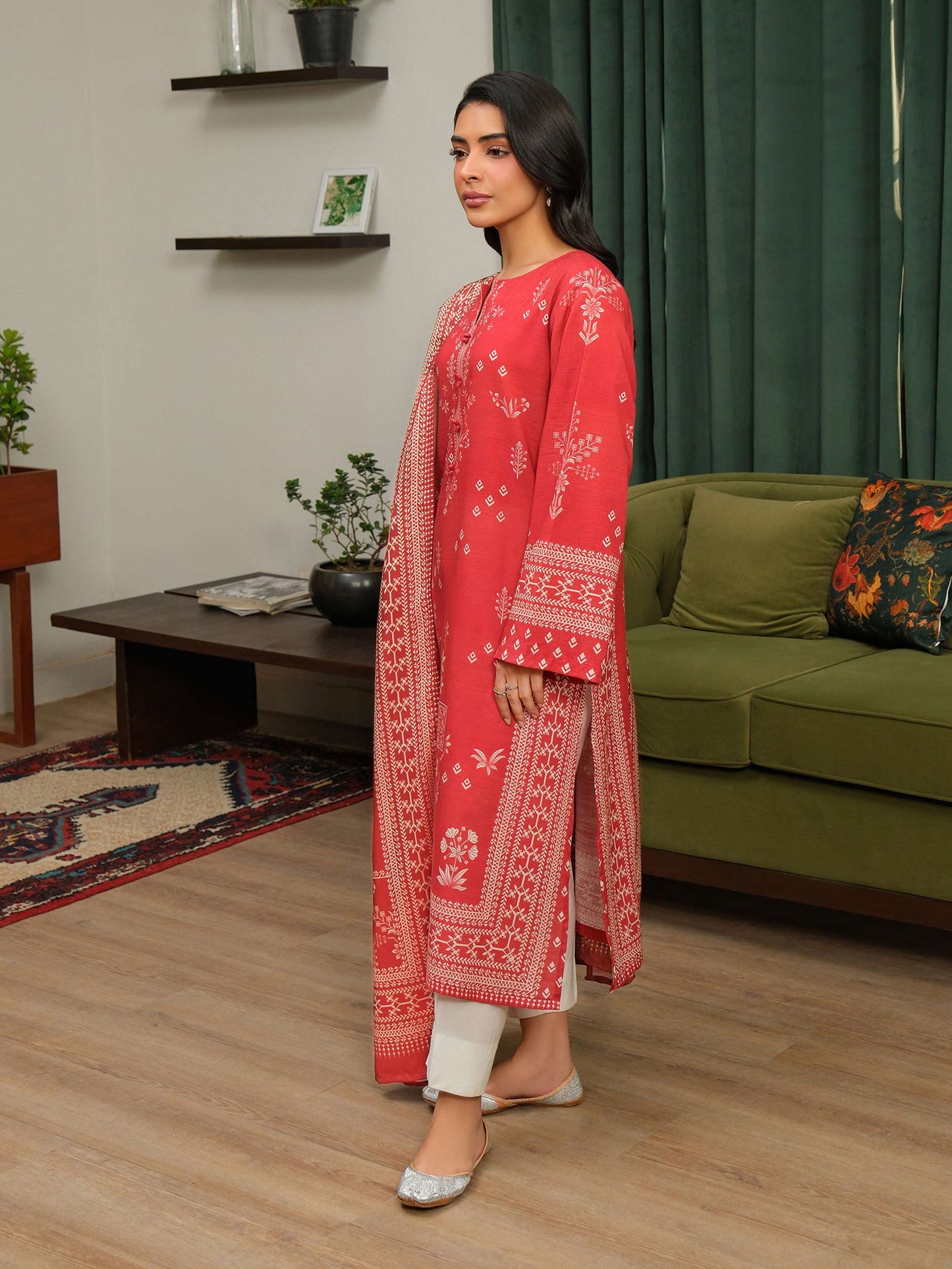 2 Piece Khaddar Suit-Printed (Unstitched)