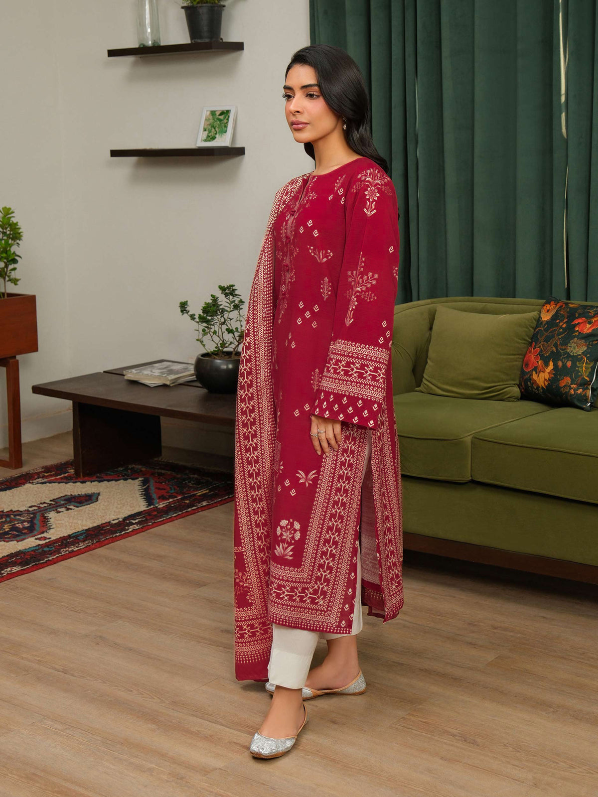 2 Piece Khaddar Suit-Printed (Unstitched)