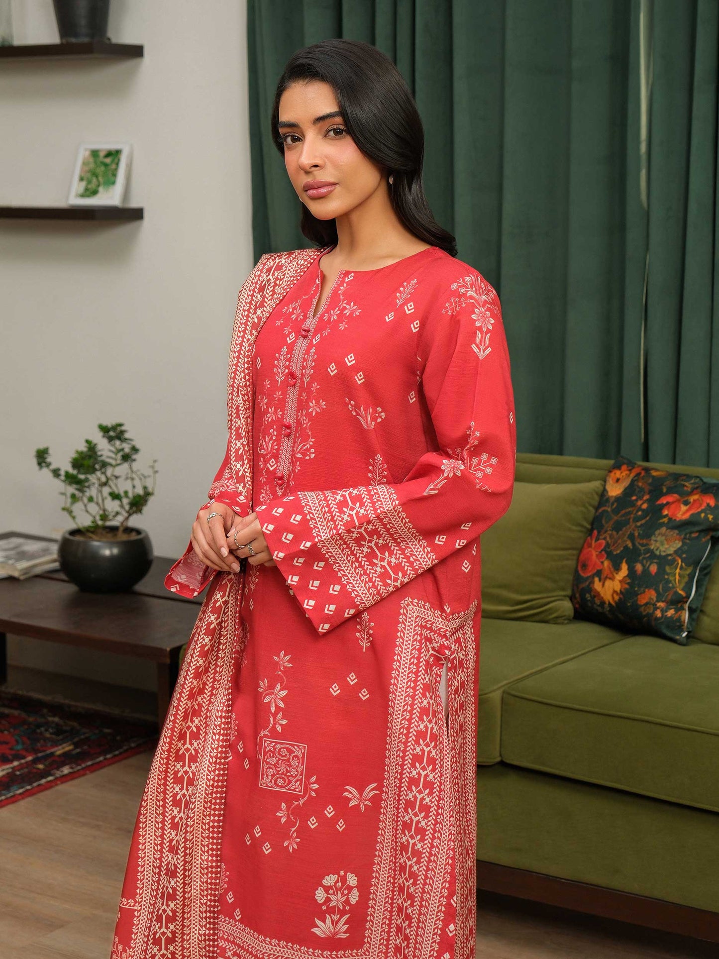 2 Piece Khaddar Suit-Printed (Unstitched)