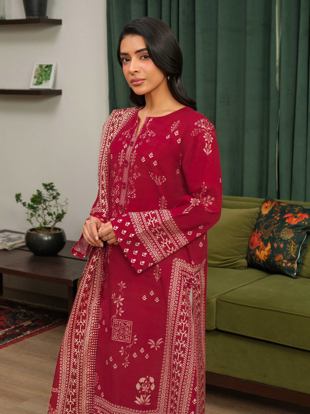 2 Piece Khaddar Suit-Printed (Unstitched)