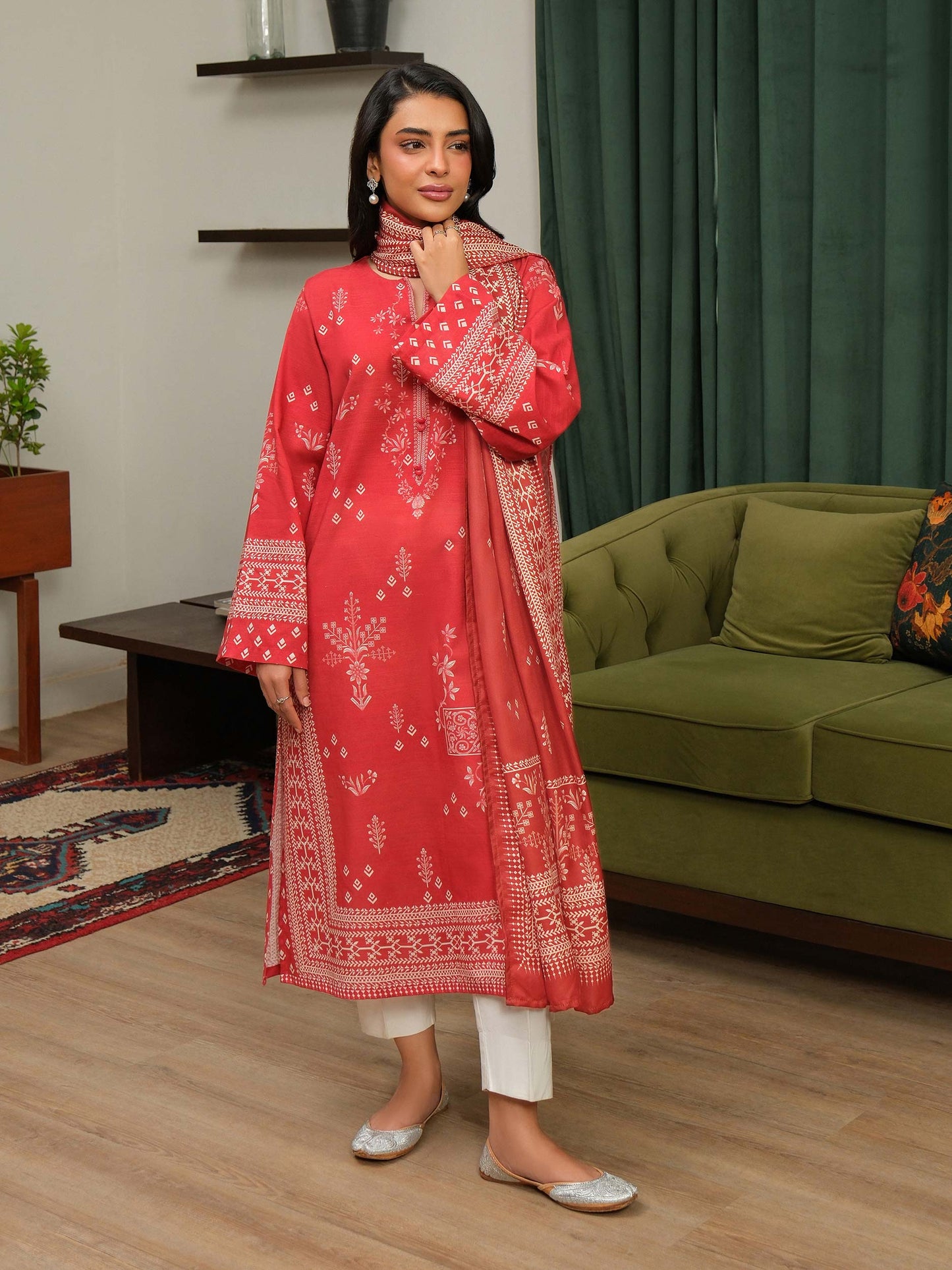 2 Piece Khaddar Suit-Printed (Unstitched)