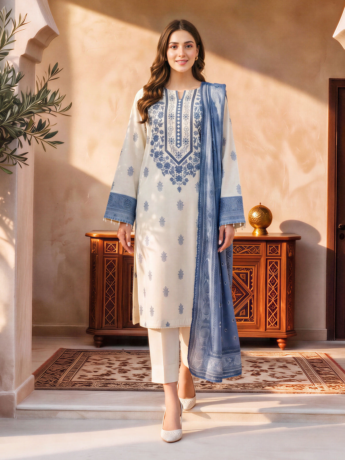 2 Piece Khaddar Paste Suit (Unstitched)