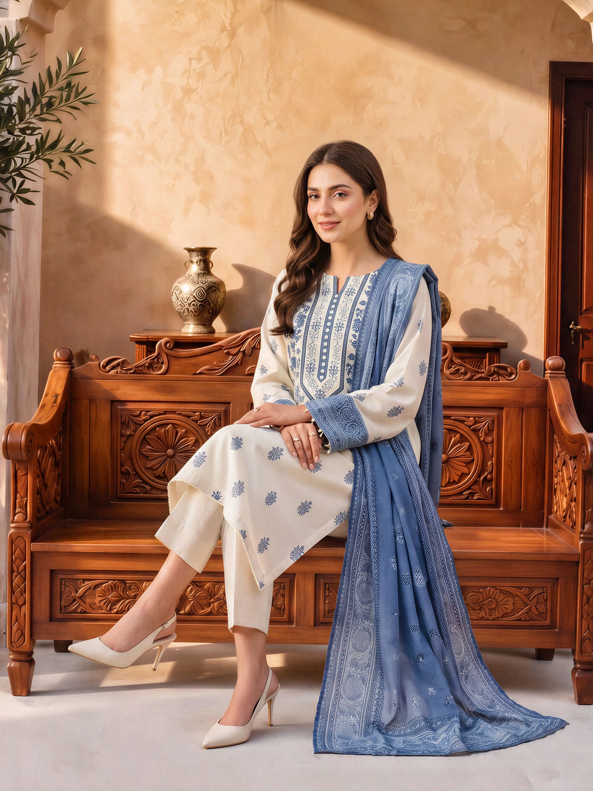 2 Piece Khaddar Paste Suit (Unstitched)
