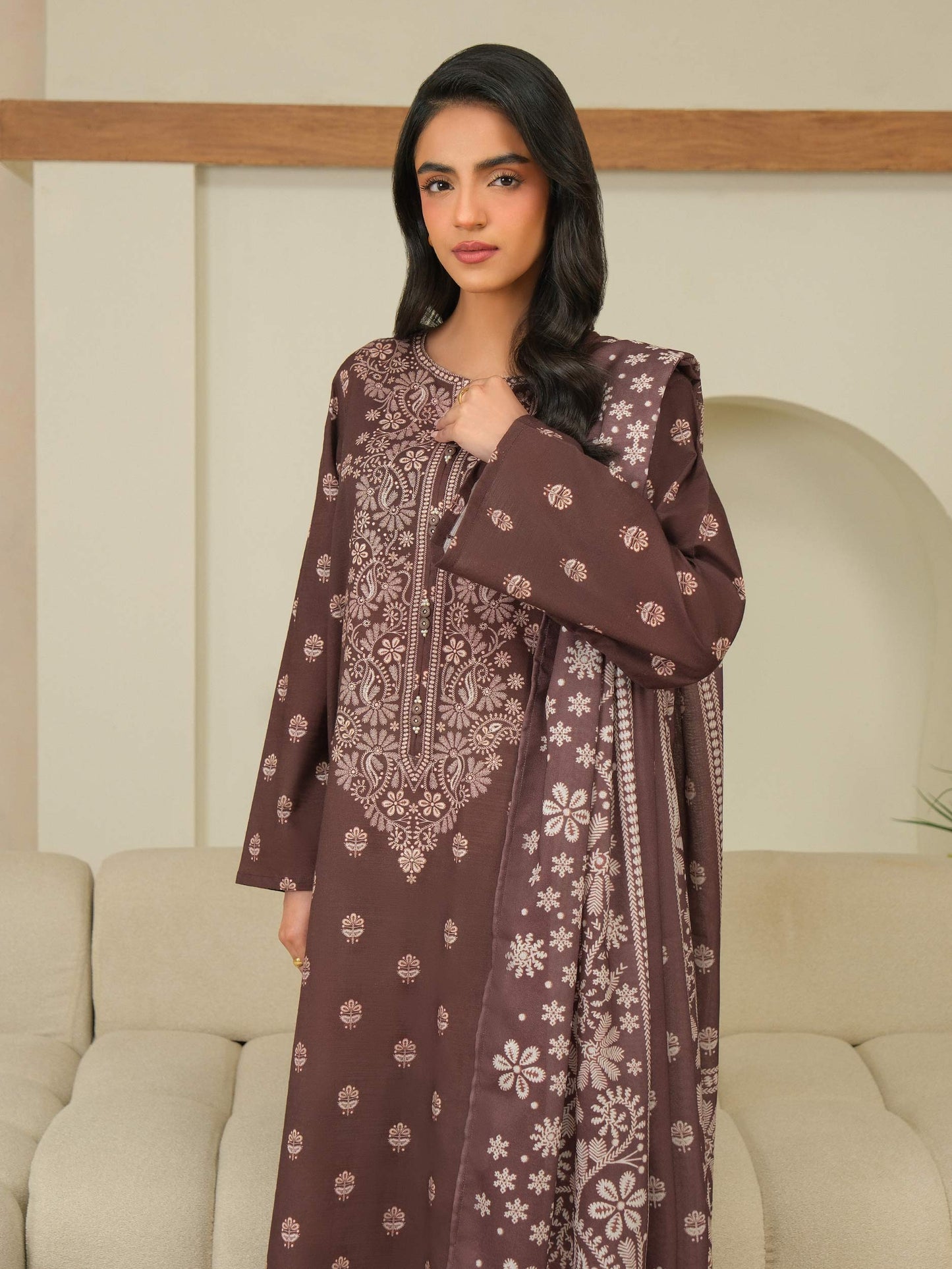 2 Piece Khaddar Suit-Printed (Unstitched)
