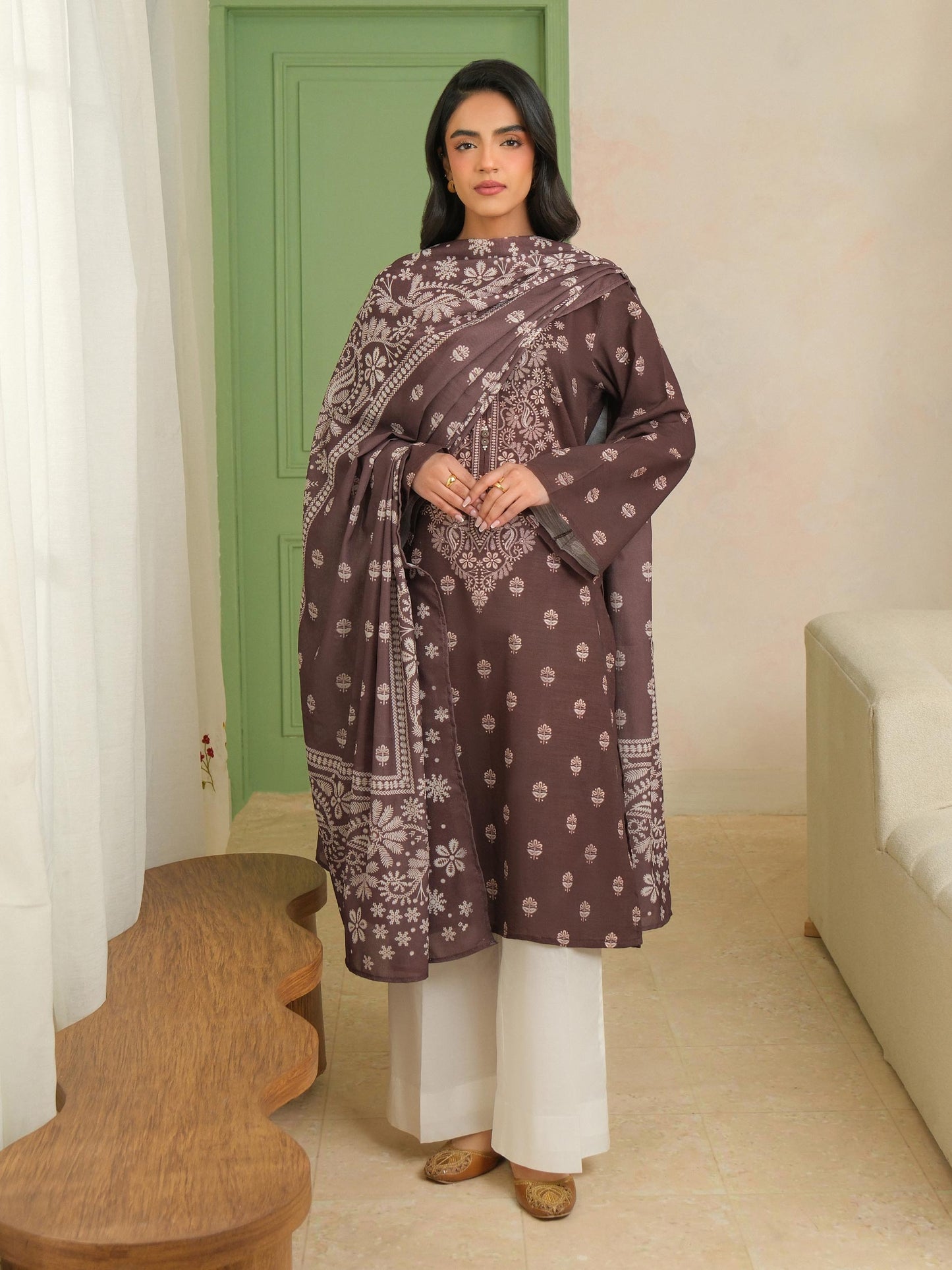 2 Piece Khaddar Suit-Printed (Unstitched)