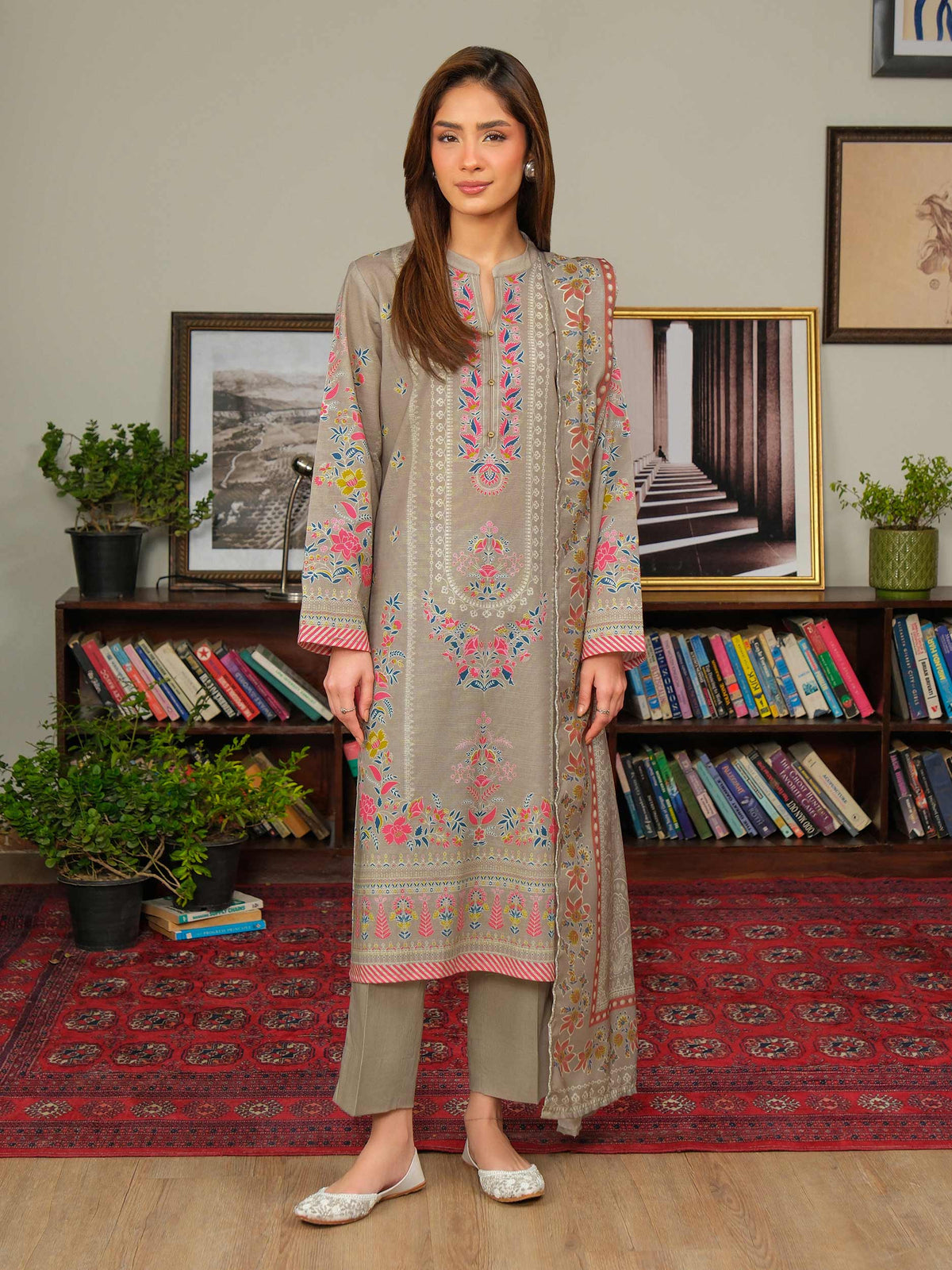 3 Piece Slub Khaddar Suit (Unstitched)