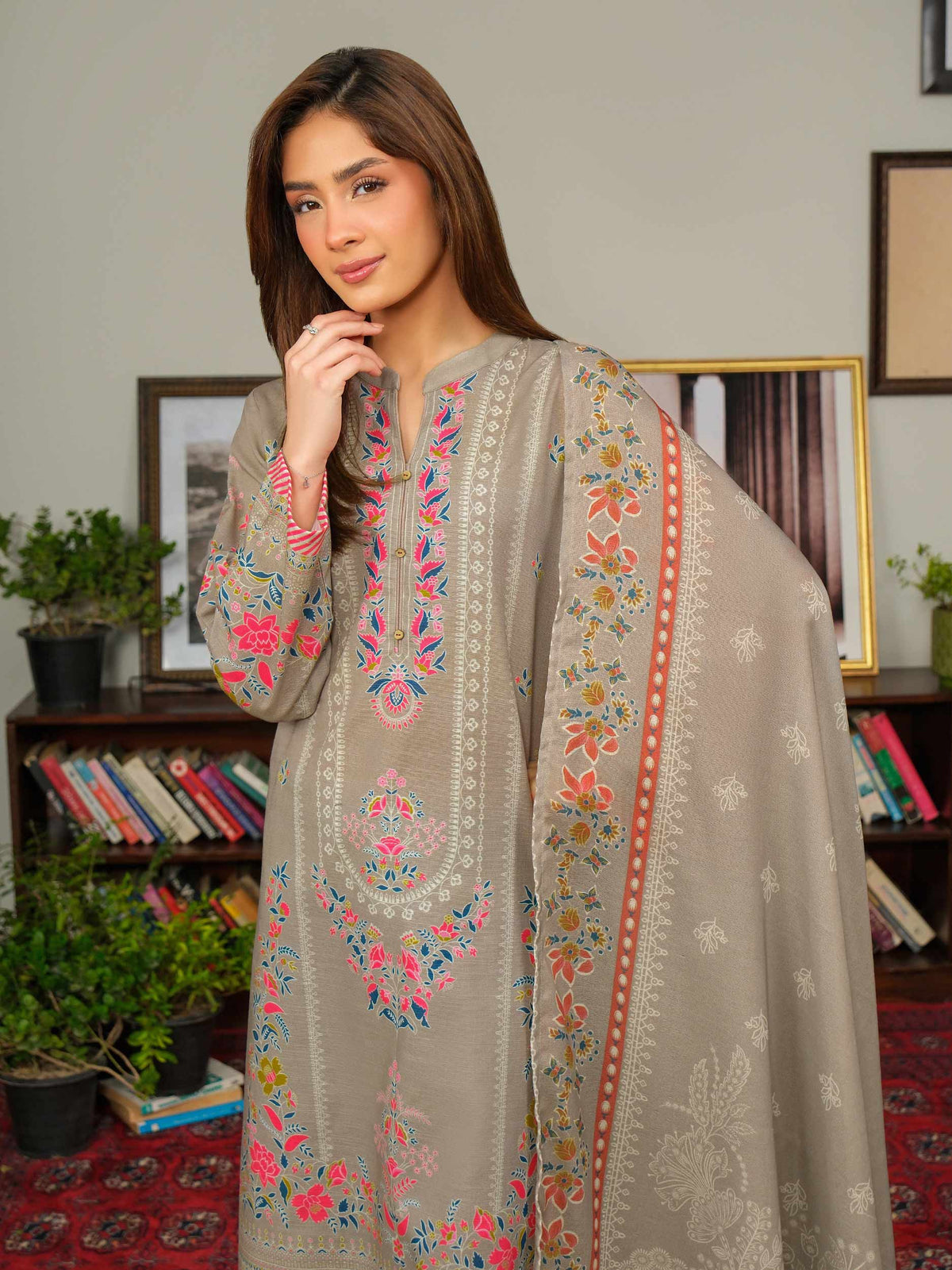 3 Piece Slub Khaddar Suit (Unstitched)