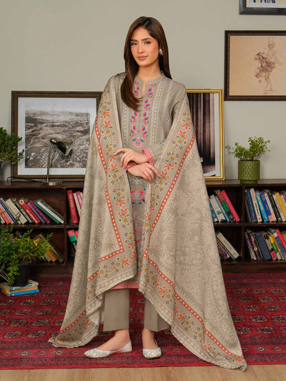 3 Piece Slub Khaddar Suit (Unstitched)