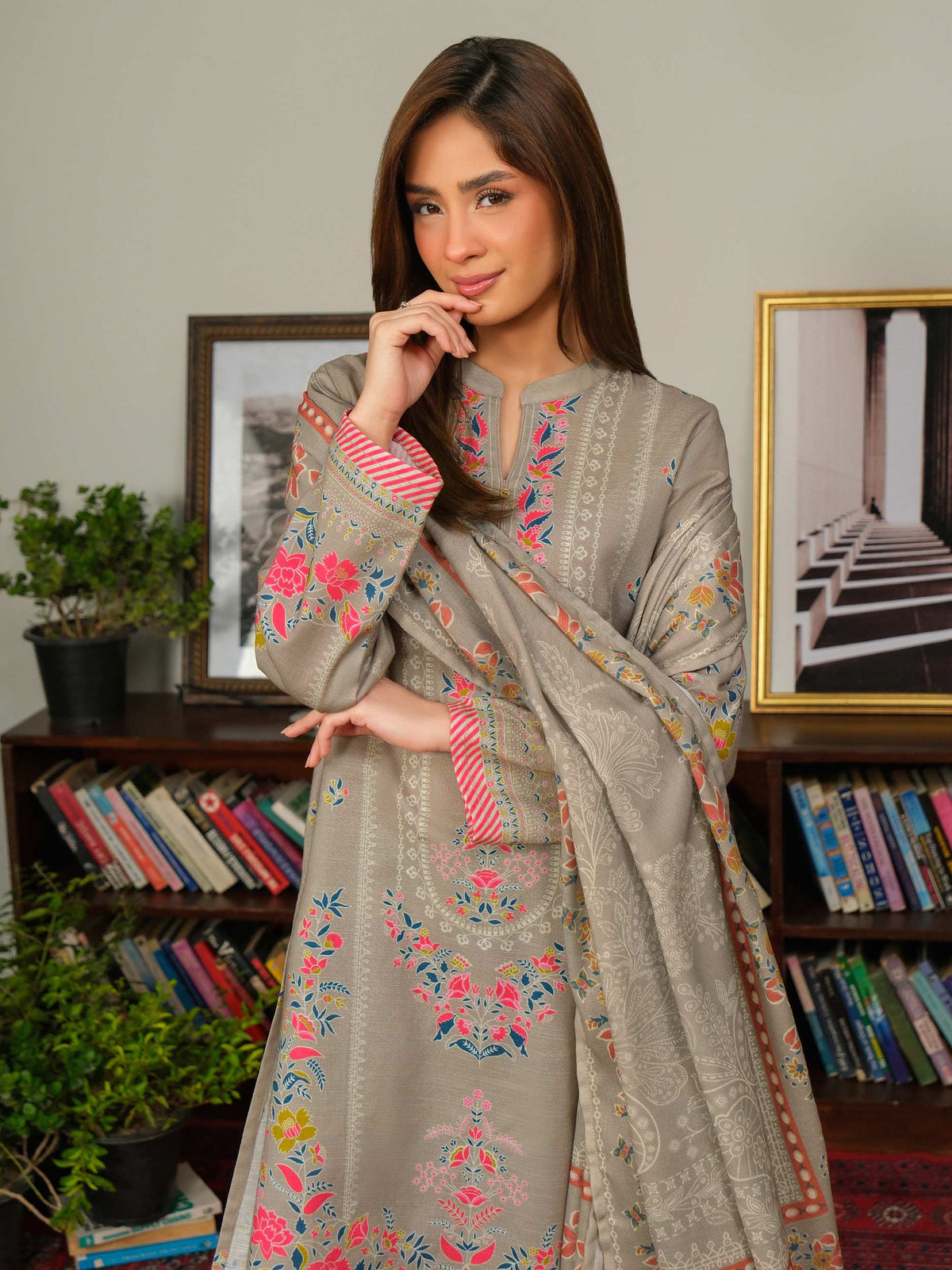 3 Piece Slub Khaddar Suit (Unstitched)