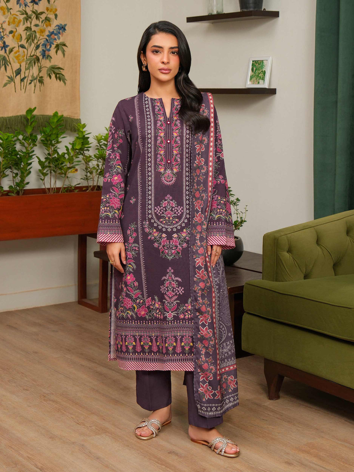 3 Piece Slub Khaddar Suit (Unstitched)