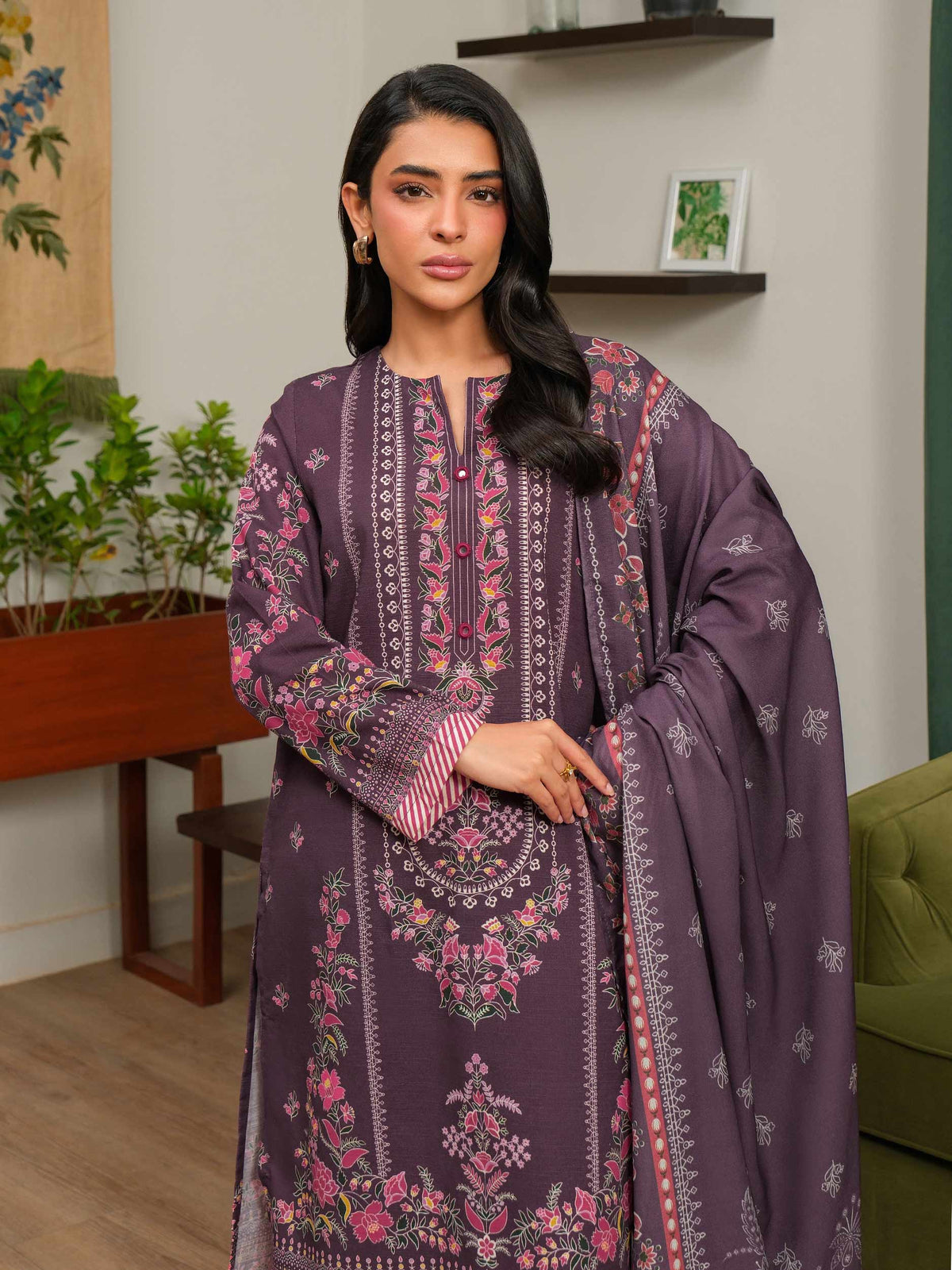 3 Piece Slub Khaddar Suit (Unstitched)