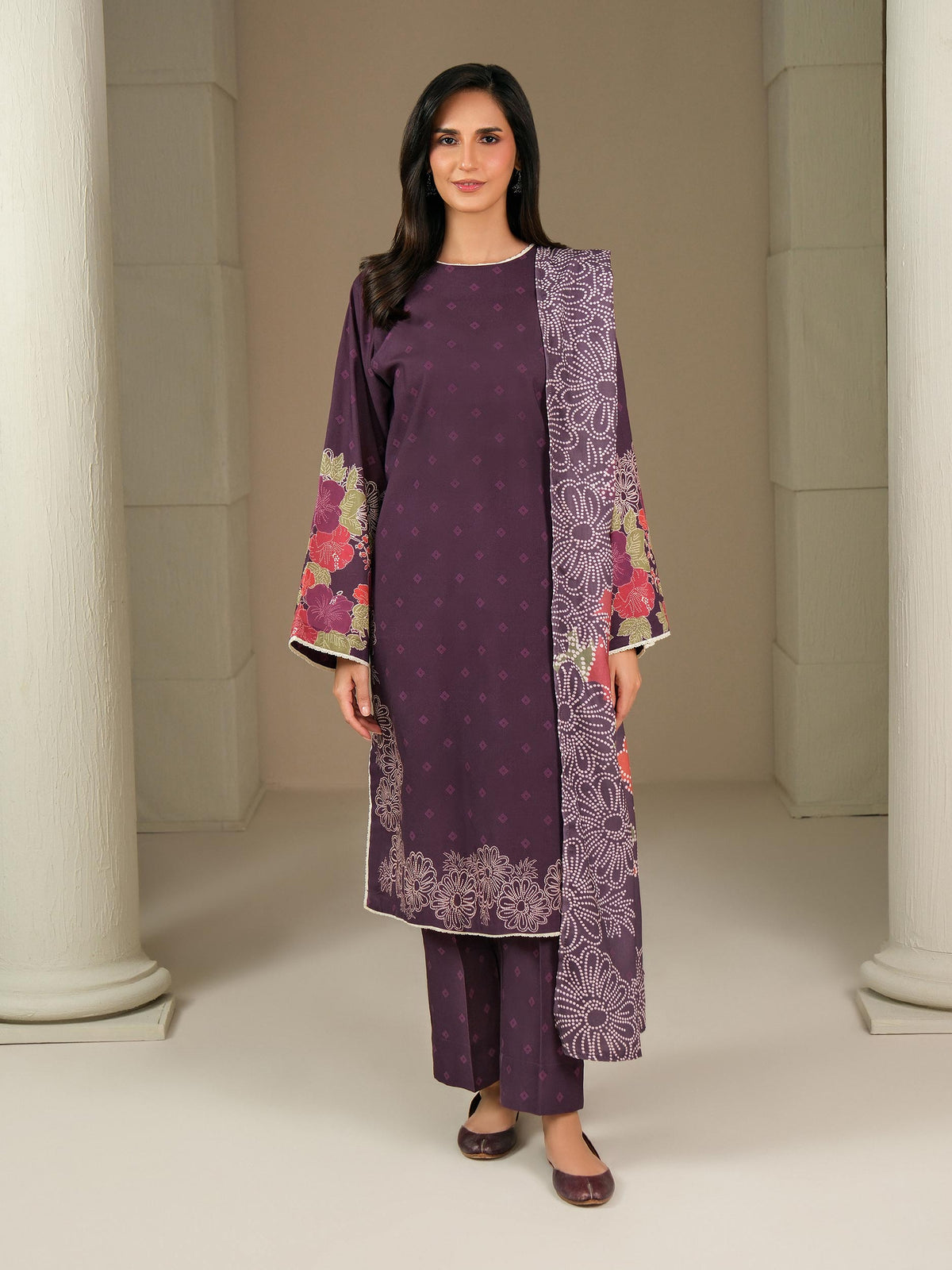 3 Piece Khaddar Paste Suit (Unstitched)