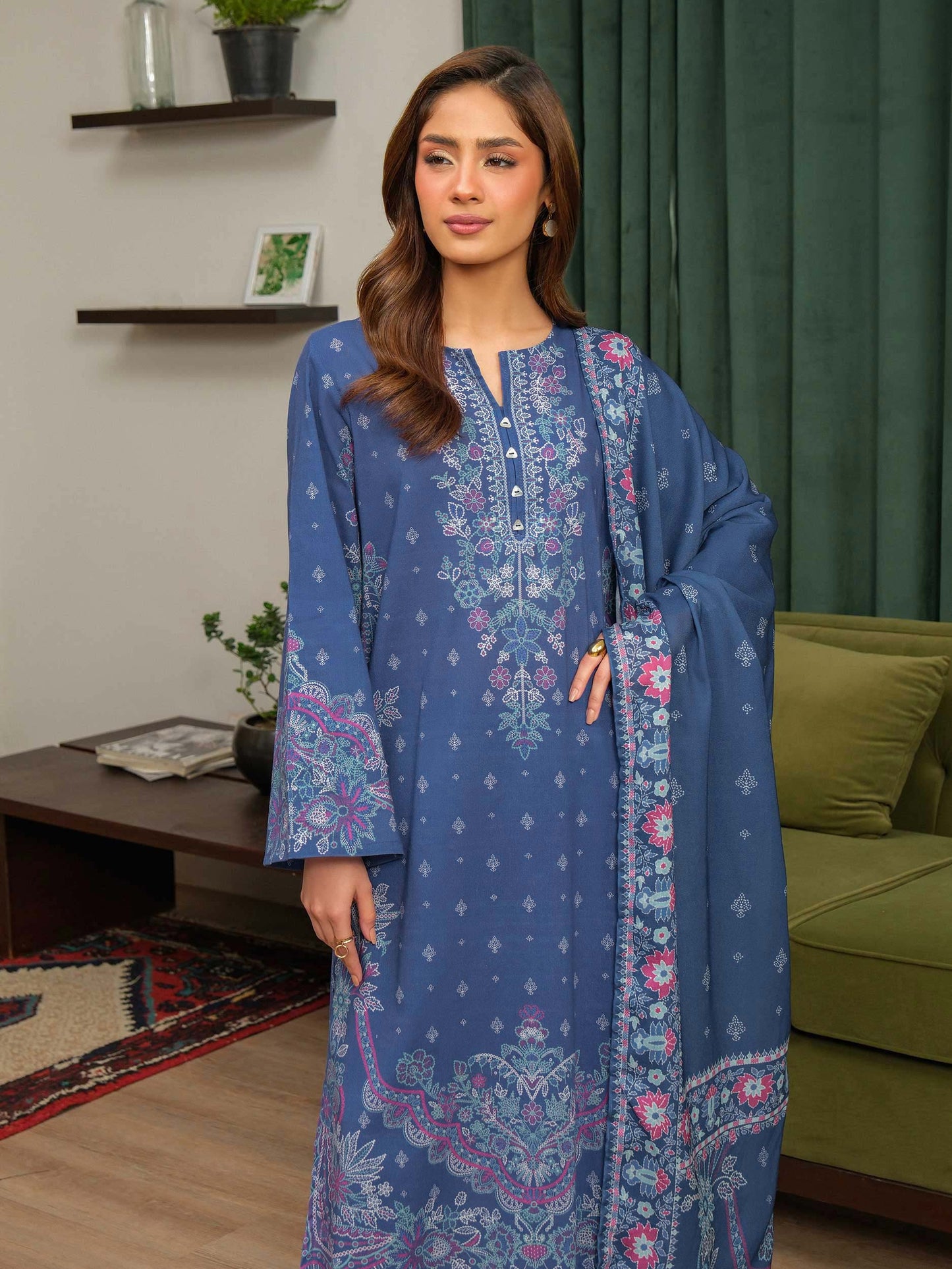 3 Piece Khaddar Suit-Printed (Unstitched)