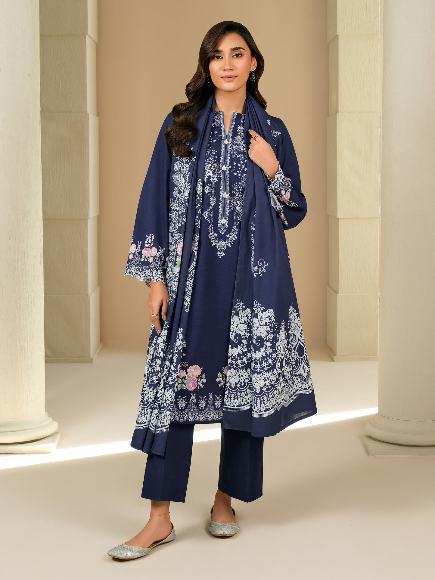3 Piece Khaddar Suit-Printed (Unstitched)