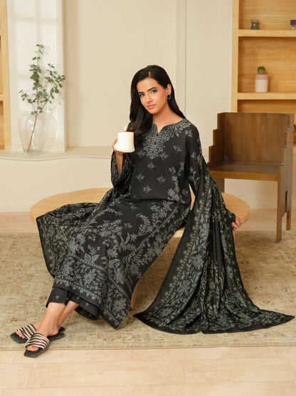 3 Piece Khaddar Suit-Paste Print (Unstitched)